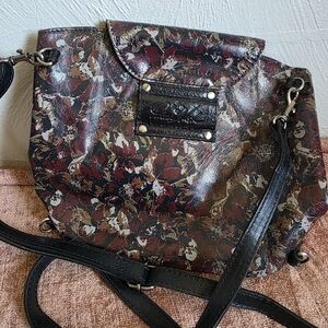 Patricia Nash Leather Scarlet Blossom Handbag / Crossbody Converts To Backpack
